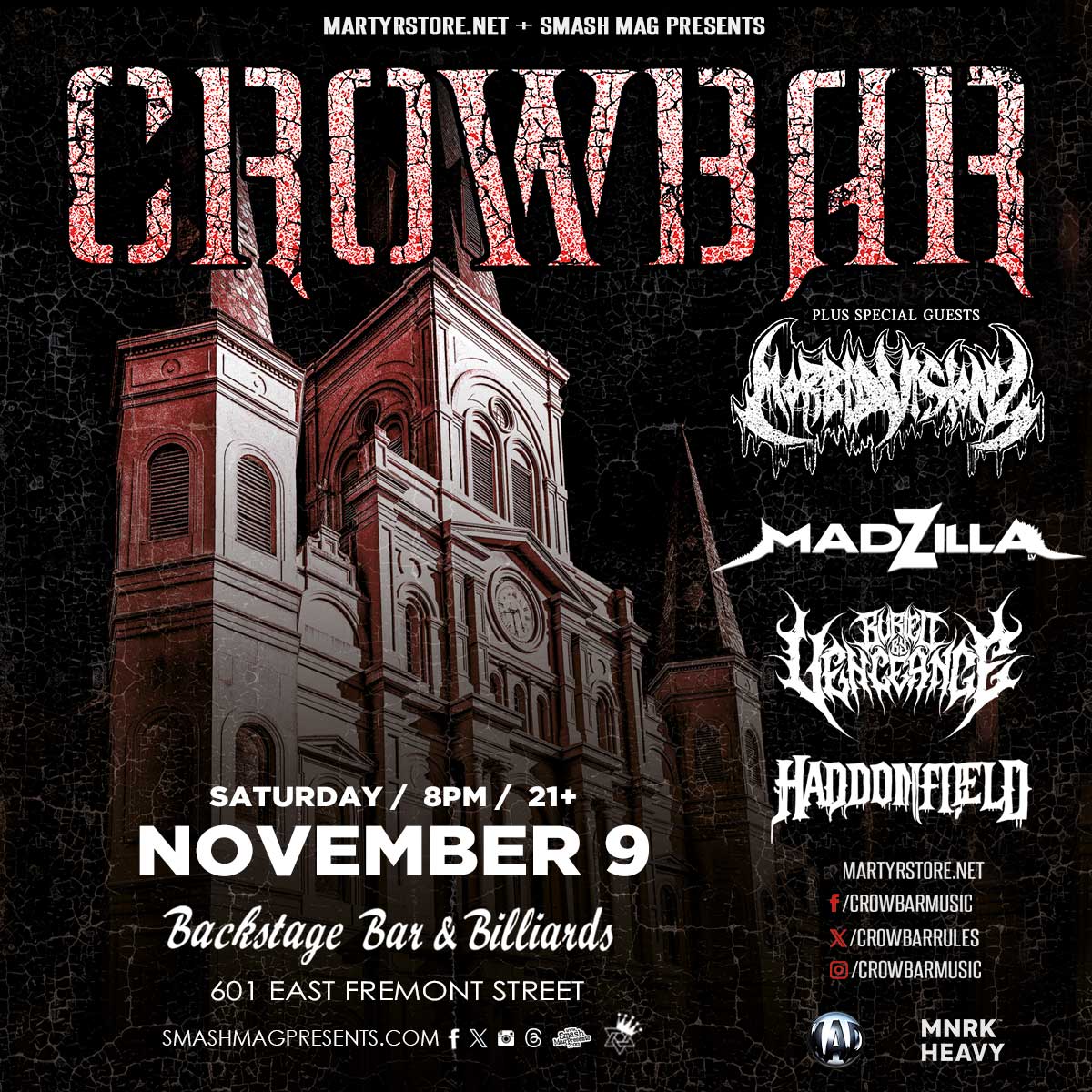 Buy Tickets to Crowbar with Morbid Visionz in Las Vegas on Nov 09, 2024